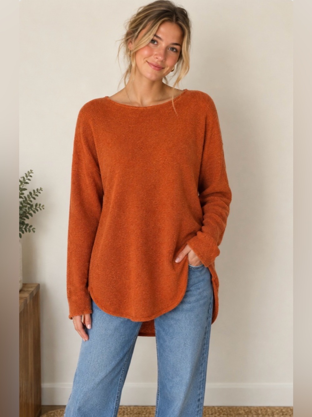 Michael Kors Women's Scoopneck Sweater in Burnt Orange